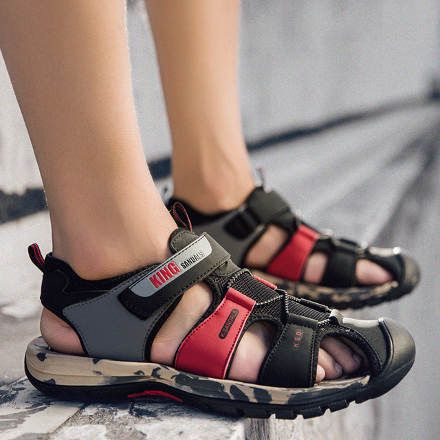 Новинка, модные коричневые спортивные сандалии из натуральной кожи хорошего качества