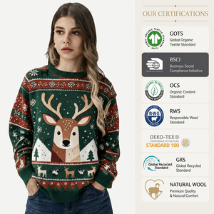 Custom Unisex Christmas Sweater Big Reindeer Snowflake Fair Isle Men <strong>Women</strong> Knit Neutral Holiday Party Ugly <strong>Xmas</strong> <strong>Jumper</strong> - Product Image 1