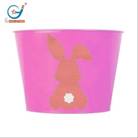 Pot de fleurs suspendu en métal avec revêtement en poudre, décor de lapin de Pâques, 1,2 gallon