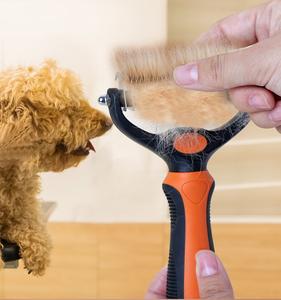Démaquillage Deshedding Pet Toilettage Brosse Double Face Breveté En Acier Inoxydable Efficace Pet Undercoat Râteau Knot Cutter pour Chats - Product Image 2
