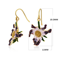 YBO Luxus Damen 18 Karat Vergoldung Flower Lily Anhänger Tropfen Ohrringe Sterling Silber Trendy Schmuck Hochzeiten Partys Geschenke