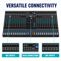 Mezclador de Audio EMX24-USB de 24 Canales, 99 Efectos DSP, Ecualizador de 7 Bandas, USB, Bluetooth, Alimentación Phantom de 48V para Estudio, Escenario y Transmisión en Vivo