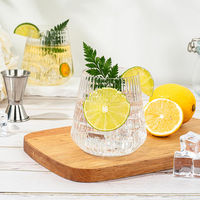 Gobelet à whisky sans pied en plastique rayé réutilisable sans BPA de 14 oz, incassable, en forme d'œuf, transparent, verre à vin rouge classique