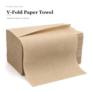 Lot de serviettes en papier pliées en V, en kraft naturel brun, en pâte recyclée, jetables, pour les toilettes - Product Image 6