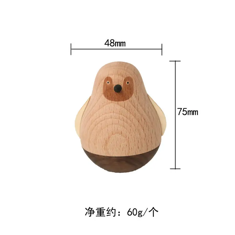 Wholesale Custom Cute And Funny Bamboo Wooden Tumbler Toys Stacking Animal Toys Early Education Recognition Building Blocks Toys