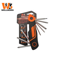 Ensemble d'outils multi-embouts pliable 3-en-1 - Clé hexagonale, tournevis et clé à douille, kit de poche en acier CR-V pour la réparation