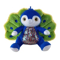 Vente en gros Poupée en peluche paon en coton mignon, oreiller en peluche bleu vert rose, décoration de la maison, cadeau d'anniversaire pour fête