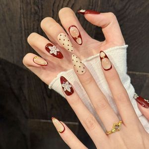 Esmalte <span class=keywords><strong>de</strong></span> <span class=keywords><strong>Uñas</strong></span> [Sakura Wine Soft Wave] Rojo Vino, Diseño <span class=keywords><strong>de</strong></span> <span class=keywords><strong>Flores</strong></span> Blancas, Ondas y <span class=keywords><strong>Puntos</strong></span>, Estilo Retro Suave, Acabado Desgastado, 951 Jiangsu - Product Image 6