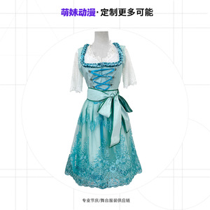 Vestido de Mujer Estilo Dirndl con Estampado Floral Azul, Manga Corta, Lazo y Encaje, Talla Grande, Munich Beer Suit 2025 - Product Image 4