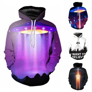 2022NEW Hoodie Cetak Ekstra-terestrial 3D Pria Kaus Cosplay dengan Saku Kanguru Sweter Pullover Alien Kostum UFO