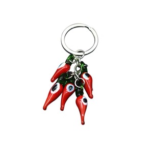 Lucky Eye Red Chilli Keychain Glass Bead Tassel Italian Horn Evil Eye Keychain Amulet Woman Bag Fashion Jewelry Pendants Charms
