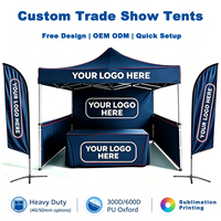 Tente de stand d'exposition 3x3M (10x10ft) avec logo personnalisé gratuit, cadre en aluminium étanche, toile Oxford 420D, pour événements intérieurs et extérieurs