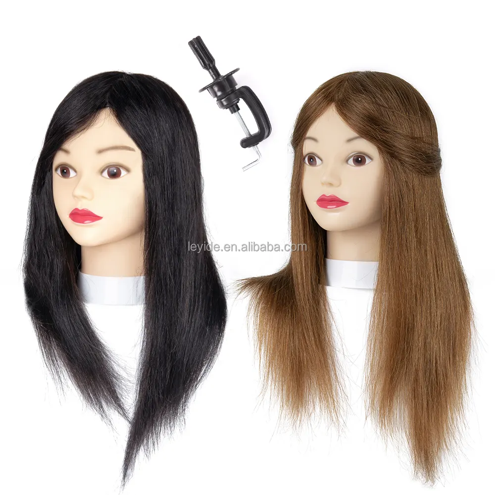 AliLeader Hot Selling 18inch Hairdresser Makeup Teaching Head Practise Head 100% Human Hair Mannequin Training Head