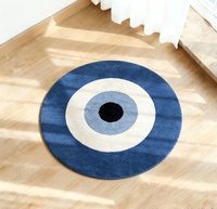 Tapis rond moderne anti-mauvais œil, fabriqué à la machine, bleu, motif œil grec Nazar, tapis de sol doux et moelleux, cadeau de protection