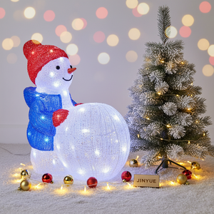 Figurine lumineuse en acrylique motif bonhomme de <span class=keywords><strong>neige</strong></span> de Noël 3D LED avec écharpe bleue, étanche IP44, décoration de jardin extérieur pour les fêtes - Product Image 3