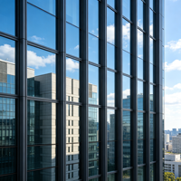 Fenêtre fixe teintée pour bâtiment commercial, profil mince en alliage d'aluminium, fenêtre panoramique pour entrée et hall d'hôtel