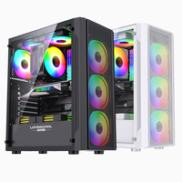 Boîtier PC LOVINGCOOL ATX, ventilateurs PWM ARGB pris en charge, USB 3.0, boîtier d'ordinateur de tour moyenne, châssis de PC de jeu en verre trempé unique