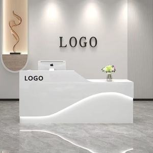 Mostrador de Recepción Personalizable Moderno para Hotel, Salón o Tienda, Color Blanco, con Logotipo Gratuito - Product Image 1