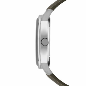 Montre chronographe pour homme en cuir vert avec mouvement à quartz, résistance à l'eau 10m, cadran en verre, boîtier argenté, bracelet <span class=keywords><strong>beige</strong></span> 22mm - Product Image 4