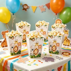 กล่องกระดาษใส่ป๊อปคอร์น เฟรนช์ฟรายส์ <span class=keywords><strong>ปีก</strong></span><span class=keywords><strong>ไก่</strong></span> สำหรับงานเลี้ยงวันเกิดธีมสัตว์ป่าแบบกำหนดเอง - Product Image 3