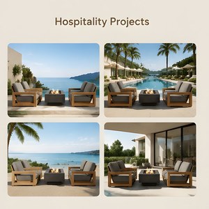 Conjunto de muebles modernos de exterior, muebles de exterior de teca de alta calidad para todo tipo de clima, piscina, Patio, <span class=keywords><strong>jardín</strong></span>, sofá de madera de teca - Product Image 2