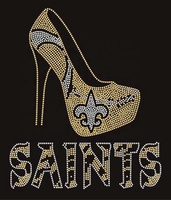 New Orleans Saints Logo Bling Hot-Fix Ijzeren Ontwerp Strass Strass Strass Fleur De Lis Transfers Glow In The Dark Stretch