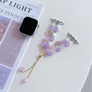 สายนาฬิกาข้อมือแก้วลายดอกลิลลี่สีม่วงสุดหรูแบบปรับได้ สำหรับนาฬิกาซีรีส์ 9/8/7/6/5/4 SE - Product Image 2