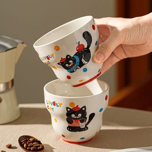 Lovely Cat Ceramic Cup With Polka Dots And Kitten Design For Coffee Lovers - Product Image 3