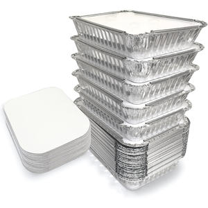 Disposable TakeAway To-go Food Container Custom Packing Aluminum Foil Container Wholesale Foil Trays Aluminum Foil <b>Pan</b> with <b>Lid</b> - Product Image 1