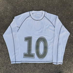 T-shirt personnalisé pour homme 100% coton à manches longues, impression en relief, streetwear épais, coupe oversize pour le printemps - Product Image 1
