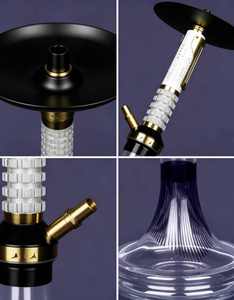 Chicha moderne en verre avec tige métallique, pipe à eau portable, base transparente, pour salon et soirées - Product Image 5