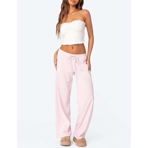 2025 femmes décontracté pyjama pantalon XS taille vêtements de nuit avec taille élastique large jambe cordon et poches Homewear ODM - Product Image 2