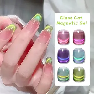 Ur đường 7ml Glass Jelly Màu sắc esmalte En Gel Nhật Bản Hàn Quốc phong cách Vegan Ice Crystal Cat Eye Magnetic Gel Polish