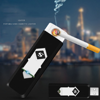 Briquet électronique USB rechargeable en plastique moderne et coupe-vent, personnalisé pour cadeaux d'affaires et usage cigarette - Vente en gros