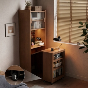 Scrivania Pieghevole con Libreria Integrata in Legno Massello, Stile Medievale, per Studio e Ufficio Domestico, Ideale per Piccoli Appartamenti SZ042 - Product Image 3
