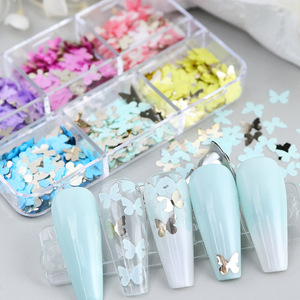 BIN vente chaude 6 grilles papillon Nail Art paillettes paillettes <span class=keywords><strong>flocons</strong></span> pour ongles fournitures décoration - Product Image 1