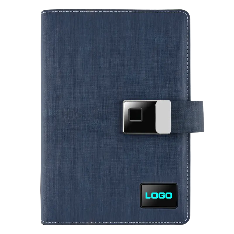 Led Licht Logo Custom A5 Smart Veilige Notebook Usb Opladen Power Bank Planner Dagboek Note Book Met Draadloze Oplader