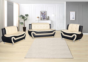Ensemble de canapés en similicuir PU PVC noir et <span class=keywords><strong>blanc</strong></span>, <span class=keywords><strong>canapé</strong></span> moderne pour salon, une, deux ou trois places avec pieds en métal - Product Image 5