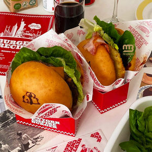 Boîte à hamburger en carton rose personnalisée pour frites, <span class=keywords><strong>sandwich</strong></span>, frites, hamburger, emballage pour <span class=keywords><strong>poulet</strong></span> frit, boîte à nourriture en carton - Product Image 4