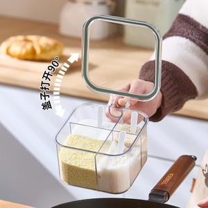 Home Seasoning Container Set 4 Compartment Airtight Plastic <b>Spice</b> <b>Jar</b> With Lids Kitchen <b>Storage</b> Box For Salt Sugar And - Product Image 4