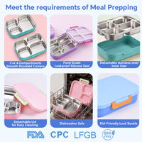 Aohea Boîte à lunch pour enfant à 3 compartiments, grande capacité, résistante au lave-vaisselle, étanche, avec couvercle en PP, sans BPA