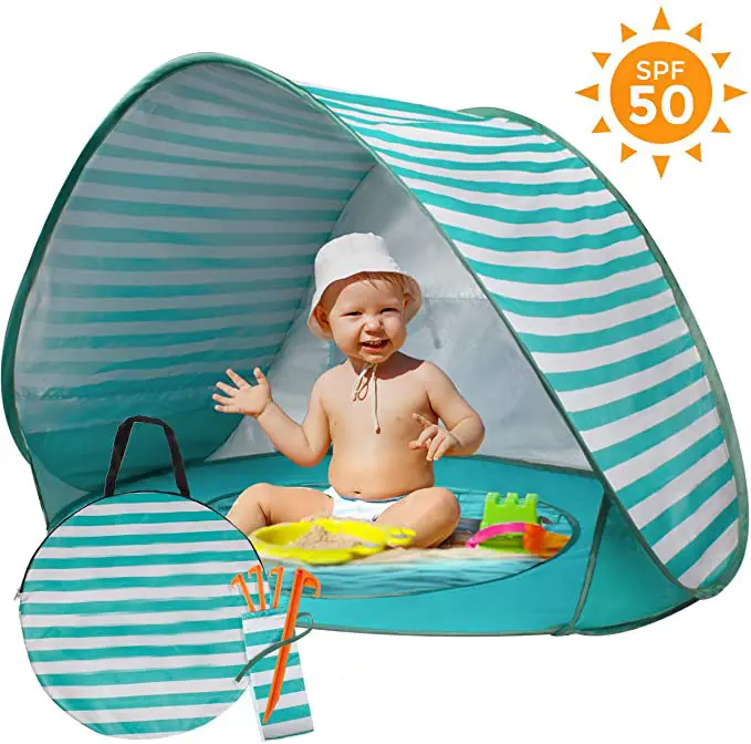Beach Tent Umbrella Pop Up Portable Sun Shelter with Pool Summer Outdoor Tent for Baby Kids Parks Beach Shade