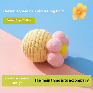 Mainan Kucing Self Play Bola Tali Kapas dengan Batu Rattle dan Bola Wol untuk Mengatasi Kebosanan Anak Kucing - Product Image 2