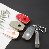 Étui de protection pour clé de voiture en TPU avec bord doré, en gros, pour accessoires intérieurs de voiture de classe C/E/S