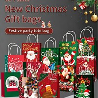 Frohe Weihnachten Rot-Grüne Kraftpapier-Geschenktüten, Neujahrs-Feiertagstaschen Individuell Bedruckte Geschenkverpackungstüten für Weihnachten Großhandel