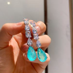 Magnificent Exotic Neon Vivid Blue Exotic Neon Glow Blue Paraiba Tourmaline <b>Earrings</b> Long <b>Tassel</b> Luxury Stunning Cluster Jewelry - Product Image 5