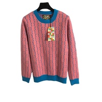 Maglione invernale a maniche lunghe rosa donna lettera lavorata a maglia top Patchwork moda Jacquard maglioni caldi da donna