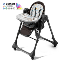 Chaise haute électrique en plastique pour bébé, 2-en-1, mode balancelle, hauteur réglable sur 5 niveaux, pliable, plateau double couche, pour repas, OEM, vente en gros