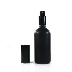 Garrafa spray de vidro preto fosco 50ml 100ml, top fornecedores 30ml com tampa de neblina