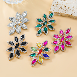 Warna-warni kristal besar berlian bunga anting menjuntai berkilau mewah wanita berlian imitasi besar anting stud pengantin Wed perhiasan - Product Image 1